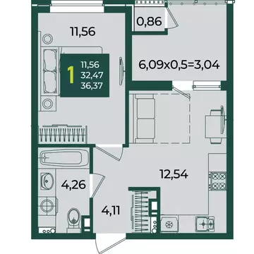 1-к кв. Краснодарский край, Краснодар Образцово мкр,  (36.37 м)