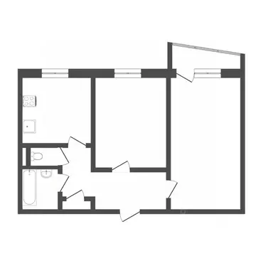 2-к кв. Тюменская область, Тюмень ул. Домостроителей, 14 (50.0 м)