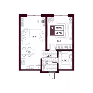 1-к кв. Тюменская область, Тюменский муниципальный округ, д. Дударева ...