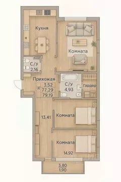 3-к кв. Томская область, Северск ул. Ленина, 116 (82.0 м)