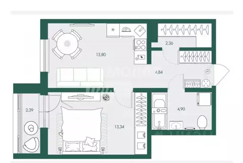 1-к кв. Сахалинская область, Южно-Сахалинск просп. Мира, 381 (42.0 м)