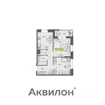 2-к кв. Архангельская область, Архангельск АКвартал жилой комплекс ...