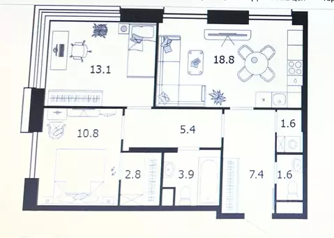 2-к кв. Москва Летниковская ул., 6к1 (65.4 м)