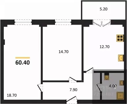 2-к кв. Воронежская область, Воронеж Цимлянская ул., 10В/2 (59.5 м)