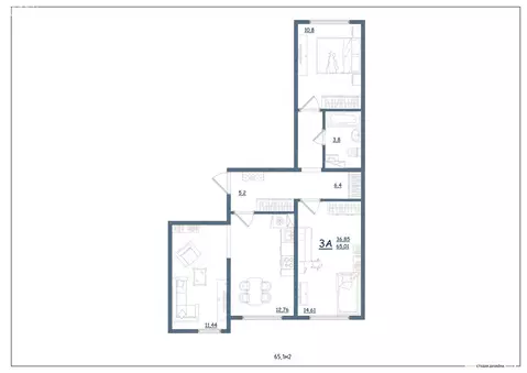 3-комнатная квартира: Ярославль, Дядьковская улица, 16А (65.1 м)