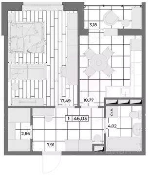 1-к кв. Орловская область, Орел Мясокомбинат мкр,  (44.44 м)