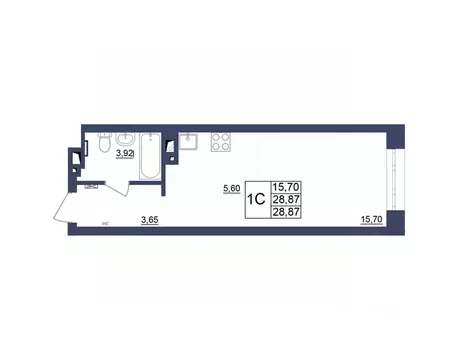 Студия Башкортостан, Уфа Космос жилой комплекс, лит1 (29.05 м)