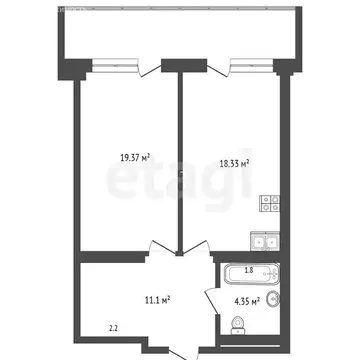 2-комнатная квартира: Севастополь, Парковая улица, 7 (52.9 м)