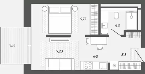 1-к кв. Алтай, Майминский район, пос. Карлушка  (37.0 м)