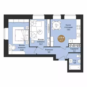 2-к кв. Вологодская область, Вологда Старое ш. (61.7 м)