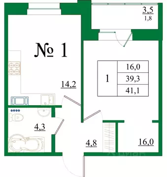 1-к кв. Ленинградская область, Гатчина Красносельское ш., 4Ак1 (41.1 ...