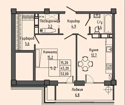 1-к кв. Ставропольский край, Ставрополь ул. Ленина, 411 (52.0 м)