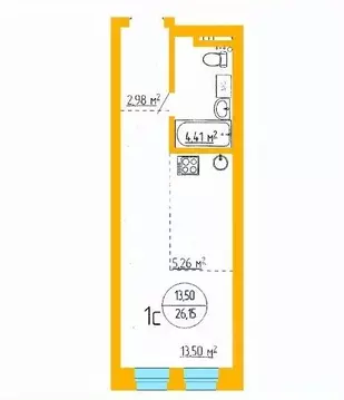 1-к кв. Башкортостан, Уфа ул. Аксакова, 79 (26.15 м)