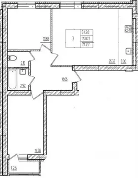 3-к кв. Башкортостан, Уфа ул. Гази Загитова, 11 (71.0 м)