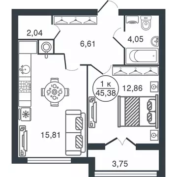 1-к кв. Тверская область, Тверь Бурашевское ш., 60 (45.38 м)