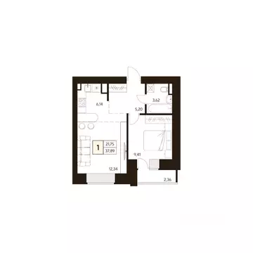 1-к кв. Башкортостан, Уфа ул. Жуковского, 19А (38.06 м)