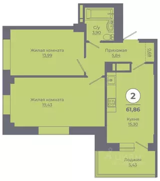 2-к кв. Ростовская область, Ростов-на-Дону Левенцовский мкр, ...