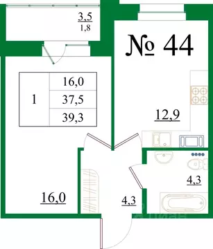 1-к кв. Ленинградская область, Гатчина Красносельское ш., 4А (39.3 м)