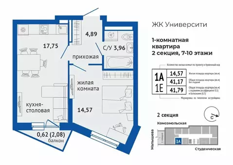 1-к кв. Свердловская область, Екатеринбург Втузгородок жилрайон,  ...