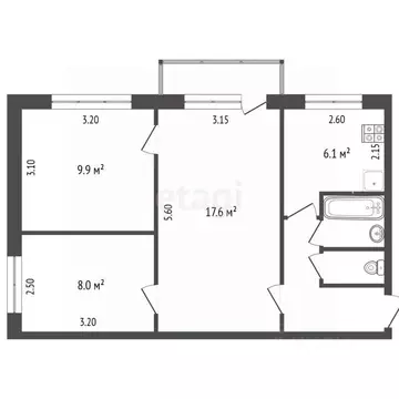 3-к кв. Омская область, Омск ул. 75-й Гвардейской Бригады, 12Б (49.5 ...