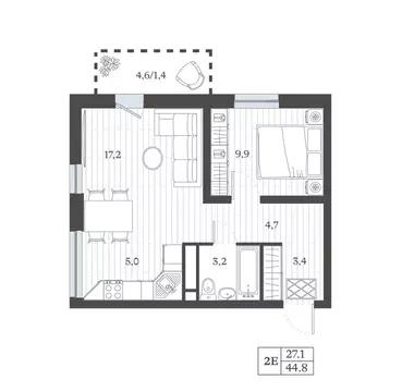 2-к кв. Дагестан, Дербент ул. Сальмана (44.81 м)