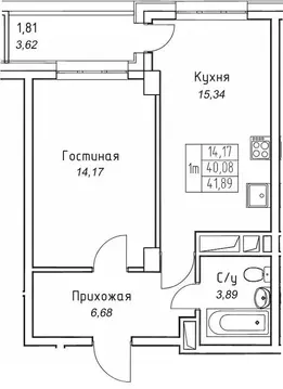 1-к кв. Саха (Якутия), Якутск 11-й кв-л,  (41.89 м)