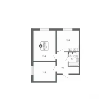 2-к кв. Кировская область, Киров ул. Потребкооперации, 34к1 (57.1 м)