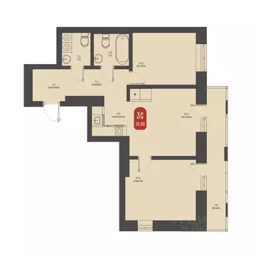 3-к кв. Томская область, Томск ул. Косарева, 6 (59.88 м)