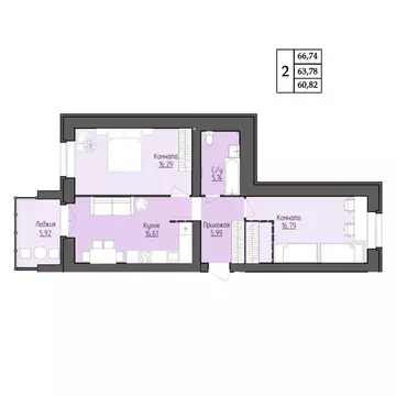 2-к кв. Ярославская область, Ярославль ул. Жуковского, 8 (63.78 м)