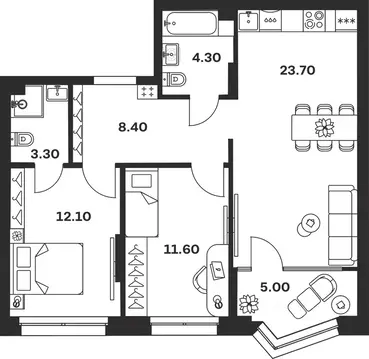 3-к кв. Тульская область, Тула ул. Михеева, 9А (68.4 м)