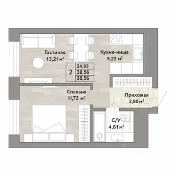 2-к кв. Хабаровский край, Хабаровск Облачный пер. (38.56 м)