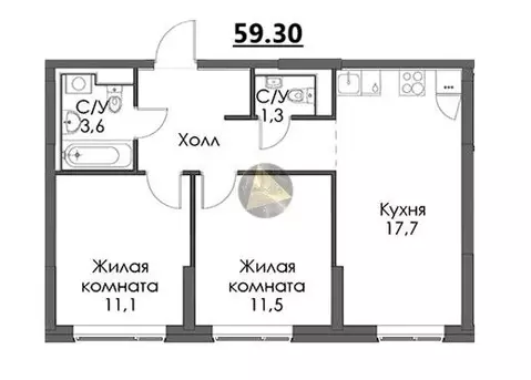 2-комнатная квартира: Санкт-Петербург, Лиговский проспект, 244 (59.3 ...