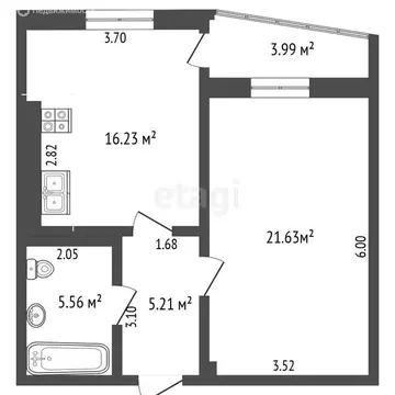1-комнатная квартира: Белгород, проспект Богдана Хмельницкого, 80А (53 ...