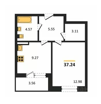 1-к кв. Воронежская область, Воронеж ул. Матросова, 60 (37.24 м)