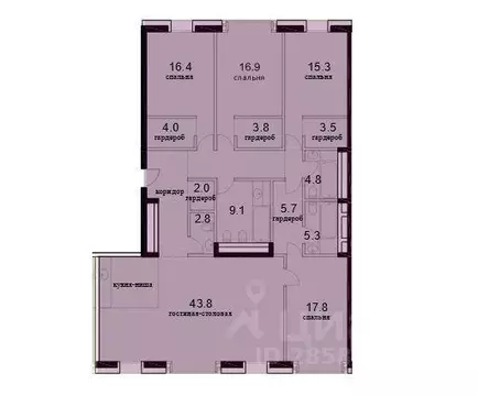 Квартира, 5 и более комнат, 178 м