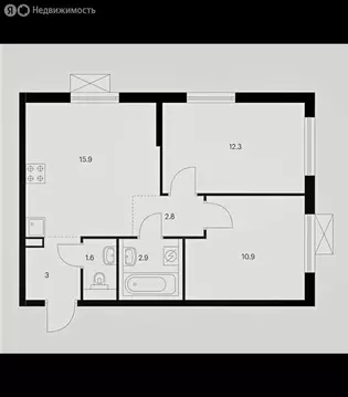 2-комнатная квартира: Ярославль, улица Академика Колмогорова, 26 (50 ...