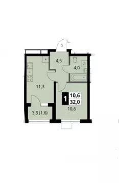 1-к кв. Москва 1-й Ясеневский жилой комплекс (32.0 м)