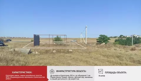 Участок в Крым, Сакский район, с. Суворовское ул. Звездная, 8 (8.0 ...