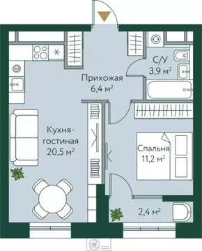 1-к кв. Волгоградская область, Волгоград Новосибирская ул., 74 (44.4 ...
