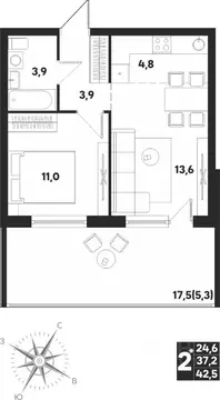 Студия Пермский край, д. Кондратово ул. Парфенова, 5 (42.5 м)
