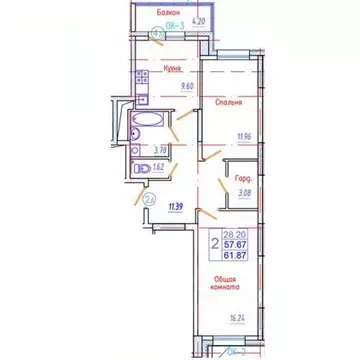 2-к кв. Саха (Якутия), Якутск Приипподромный кв-л,  (61.87 м)