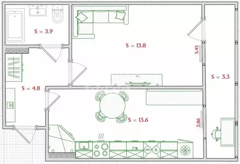 1-к кв. Омская область, Омск ул. Завертяева, 16 (36.1 м)