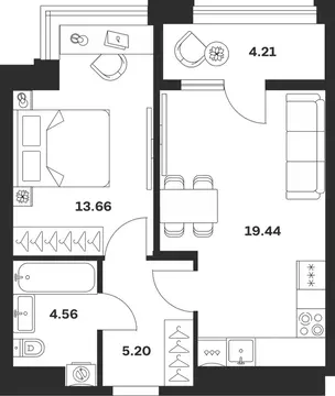 1-к кв. Тульская область, Тула городской округ, с. Осиновая Гора, ...