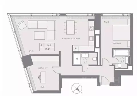 2-к кв. Москва Краснопресненская наб., 14Ак3 (85.2 м)