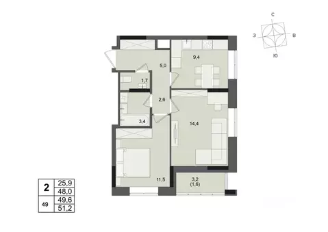 2-к кв. Удмуртия, Ижевск ул. Леваневского (49.6 м)