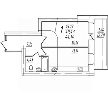 1-к кв. Вологодская область, Череповец Комсомольская ул., 15 (44.14 м)