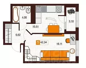 1-к кв. Оренбургская область, Оренбург Северный жилрайон, Фамильные ...
