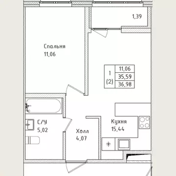 1-к кв. Ленинградская область, Всеволожск Южный мкр, ул. Крымская, 3 ...