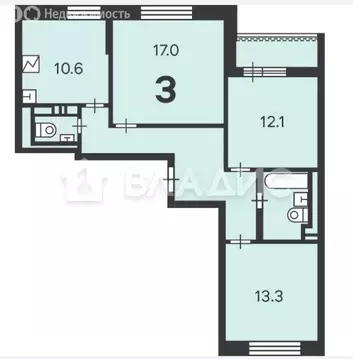 3-комнатная квартира: Москва, улица Кедрова, 16к3 (72.4 м)