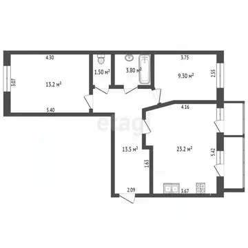 2-к кв. Вологодская область, Вологда Старое ш., 16А (63.0 м)